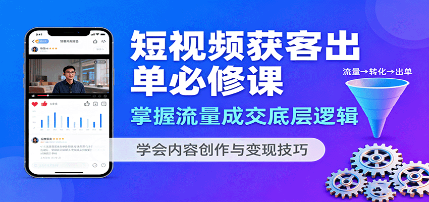 短视频获客出单必修课：掌握流量成交底层逻辑，学会内容创作与变现技巧-云创网