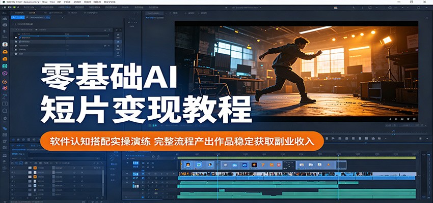 零基础AI短片变现教程：软件认知搭配实操演练，完整流程产出作品稳定获取副业收入-云创网