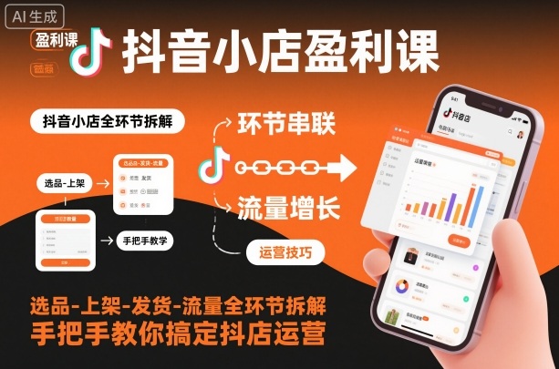 抖音小店盈利课-选品-上架-发货-流量全环节拆解，手把手教你搞定抖店运营-云创网