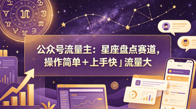 公众号流量主：星座盘点赛道，操作简单＋上手快＋流量大-云创网