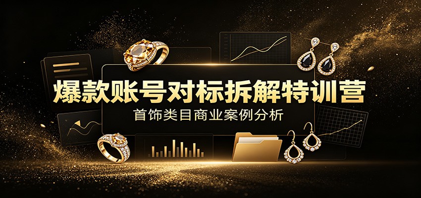爆款账号对标拆解特训营：首饰类目商业案例分析，配套完整资料内容-云创网