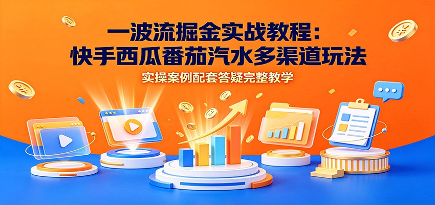 一波流掘金实战教程：快手西瓜番茄汽水多渠道玩法，实操案例配套答疑完整教学-云创网