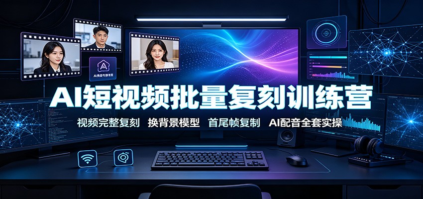 AI短视频批量复刻训练营：视频完整复刻，换背景模型、首尾帧复制、AI配音全套实操-云创网