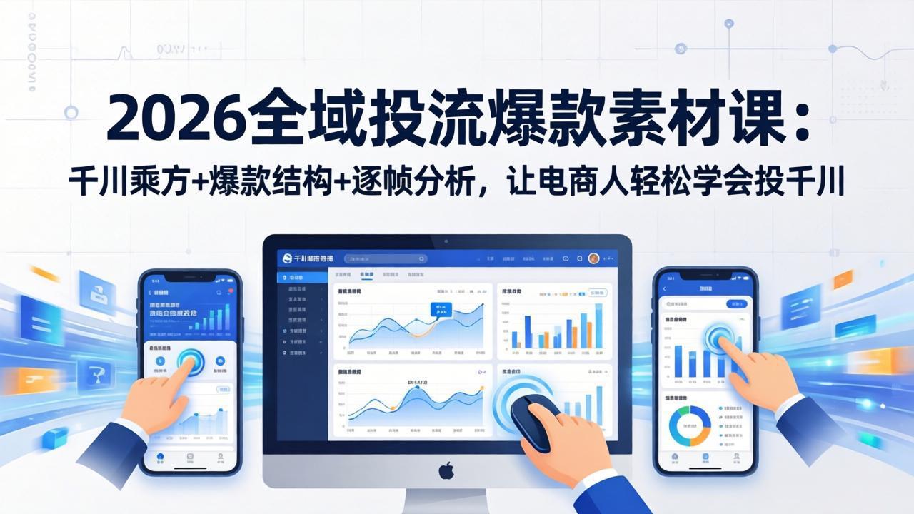 2026全域投流爆款素材课：千川乘方+爆款结构+逐帧分析，让电商人轻松学会投千川-云创网