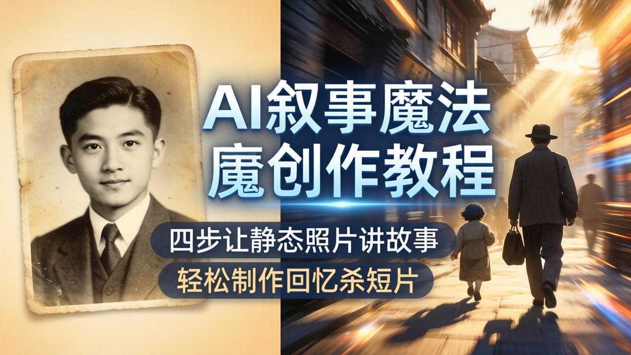 AI叙事魔法创作教程，四步让静态照片讲故事，老照片修复加动态特效，轻松制作回忆杀短片-云创网