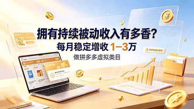 （19141期）拥有持续被动收入有多香？做拼多多虚拟类目，每月稳定增收 1-3 万-云创网