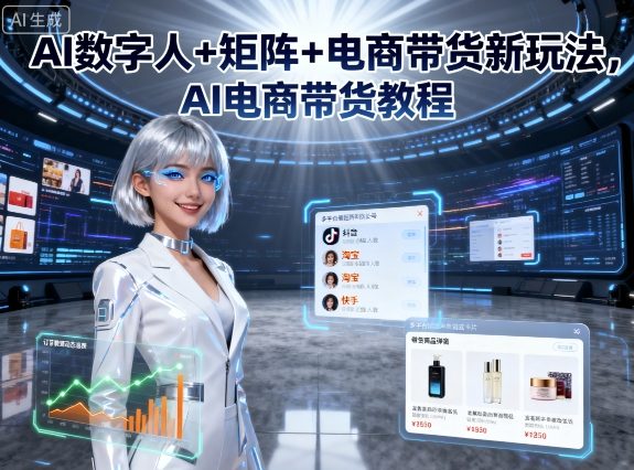 AI数字人+矩阵+电商带货新玩法，AI电商带货教程-云创网