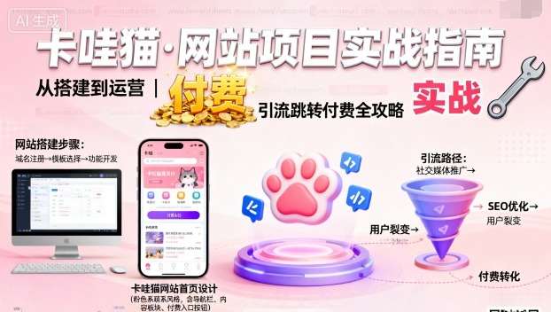 卡哇猫·网站项目，网站搭建与运营以及引流跳转付费-云创网