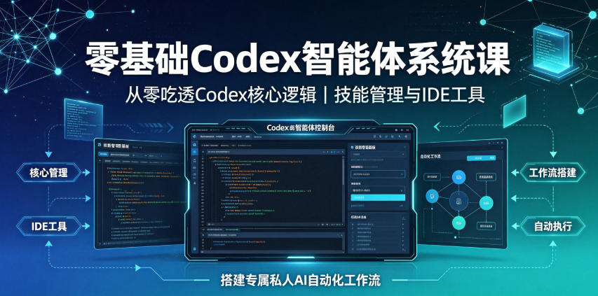 零基础Codex智能体系统课｜从零吃透Codex核心逻辑、技能管理与IDE工具，搭建专属私人AI自动化工作流-云创网