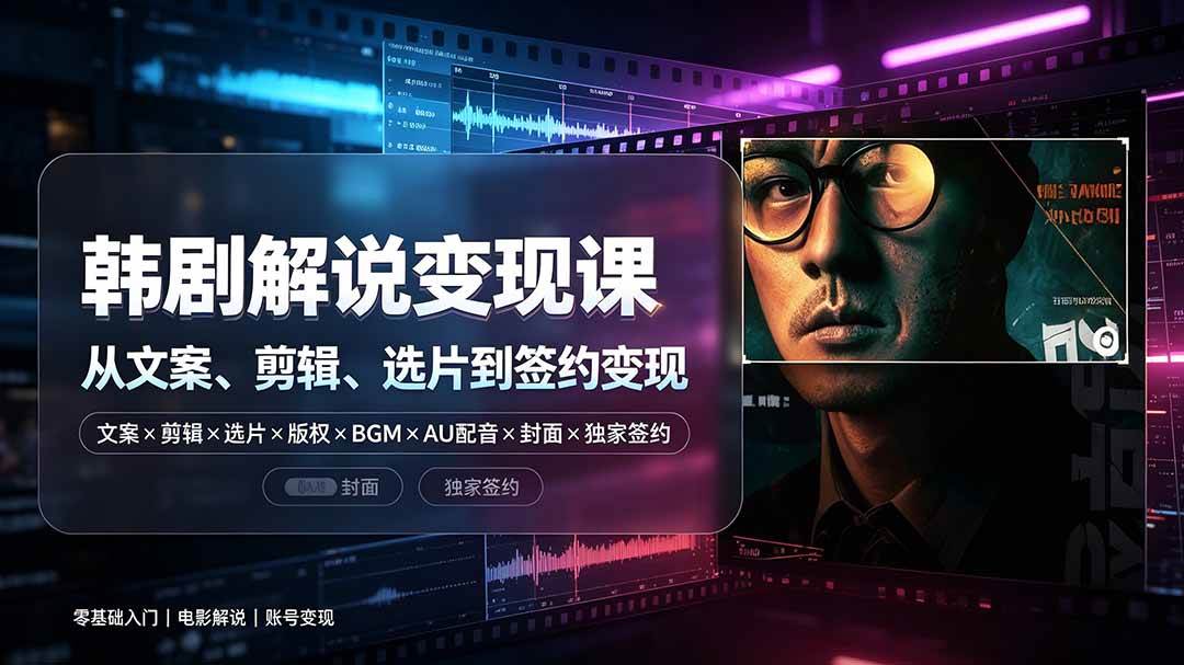 （19438期）抖音270W粉丝博主亲授韩剧解说课：文案×剪辑×选片×版权×BGM×AU配音×封面×独家签约，零基础到变现-云创网