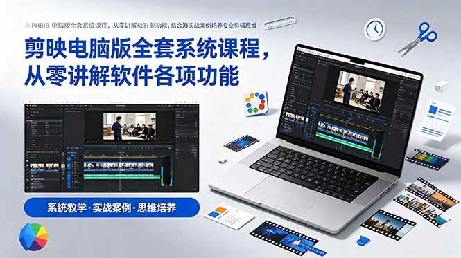 （18926期）剪映电脑版全套系统课程，从零讲解软件各项功能，结合海量实战案例培养专业剪辑思维-云创网