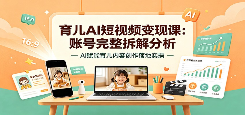 育儿AI短视频变现课：账号完整拆解分析，AI赋能育儿内容创作落地实操-云创网