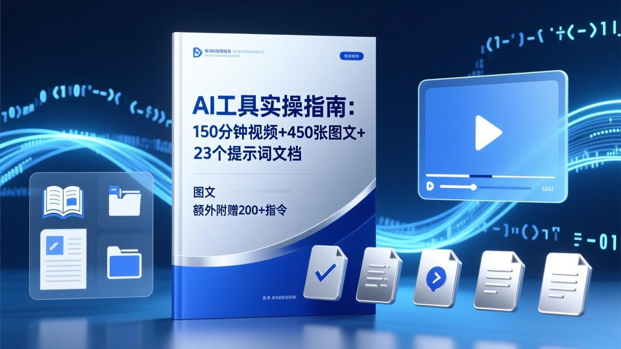AI工具实操指南：150分钟视频+450张图文+23个提示词文档，额外附赠200+指令-云创网