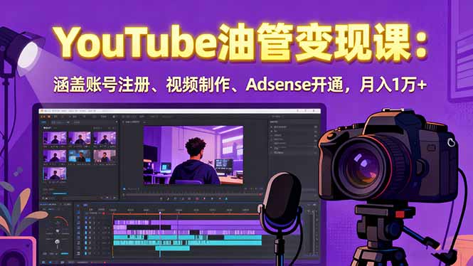 2025YouTube油管变现课：涵盖账号注册、视频制作、Adsense开通，月入1万+-云创网