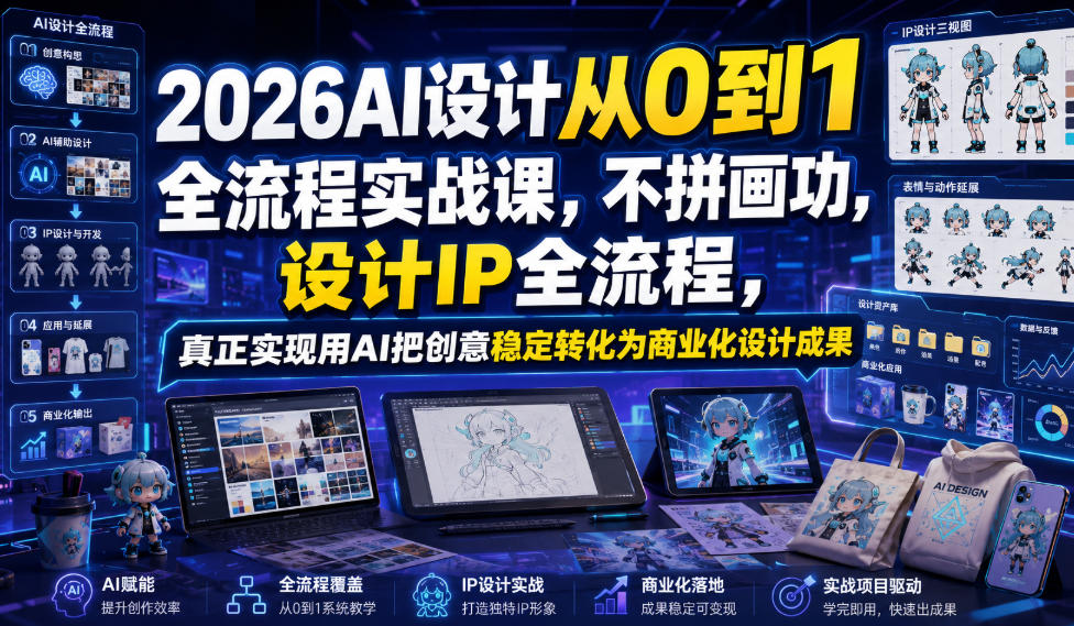 2026AI设计从0到1全流程实战课，不拼画功，设计IP全流程，真正实现用AI把创意稳定转化为商业化设计成果-云创网