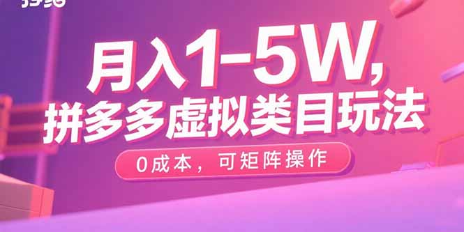 月入1-5W，拼多多虚拟类目玩法，0成本，可矩阵操作-云创网