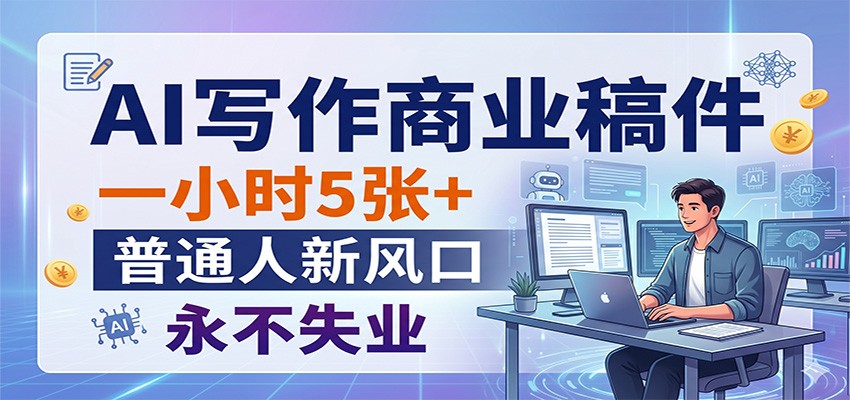 AI写作商业稿件，一小时5张+，普通人新风口，永不失业-云创网