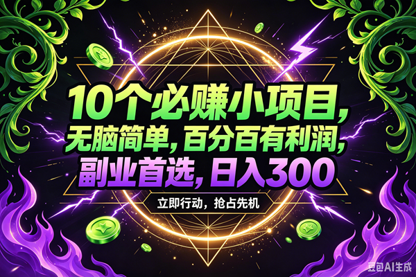 （18647期）10个必赚米的小项目，百分百赚米，无脑简单，副业首选，日入210+-云创网