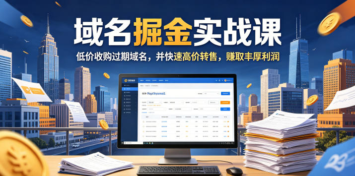 域名交易掘金实战课，低价收购过期域名，并快速高价转售，賺取丰厚利润【原创双语字幕】-云创网