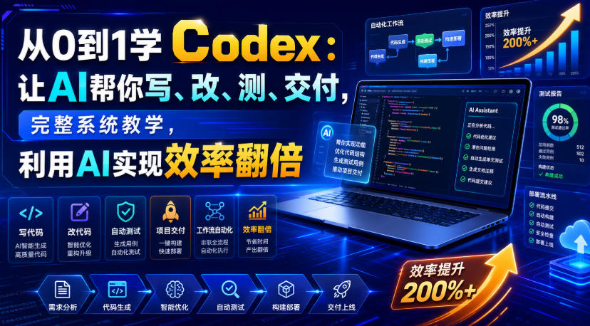 从0到1学Codex：让AI帮你写、改、测、交付，完整系统教学，利用AI实现效率翻倍-云创网