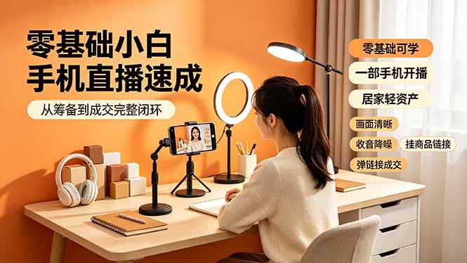 （19231期）零基础小白手机直播速成，从筹备到成交完整闭环，适配苹果安卓系统，解决杂音卡顿留人难问题-云创网