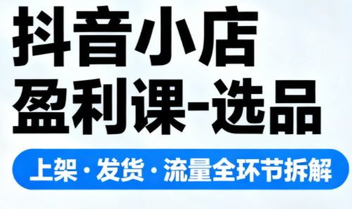 抖音小店盈利课-选品·上架·发货·流量全环节拆解-云创网