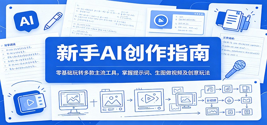 新手AI创作指南：零基础玩转多款主流工具，掌握提示词、生图做视频及创意玩法-云创网