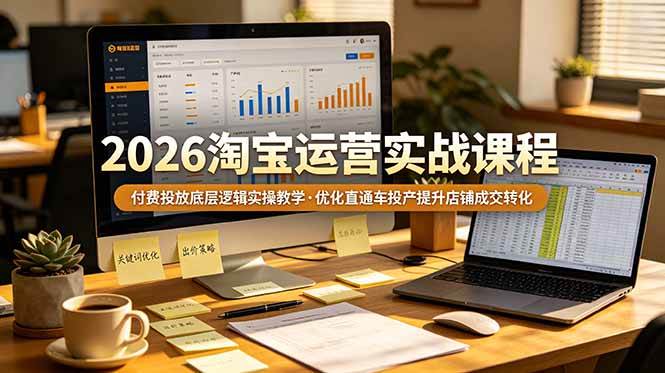 （19075期）2026 淘宝运营实战课程，付费投放底层逻辑实操教学，优化直通车投产提升店铺成交转化-云创网