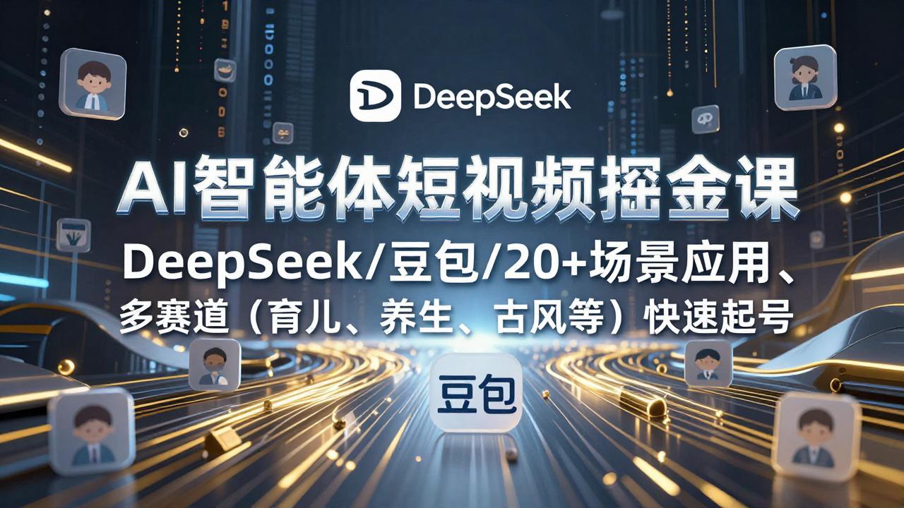 AI智能体短视频掘金课，DeepSeek/豆包/20+场景应用、多赛道(育儿、养生、古风等-云创网