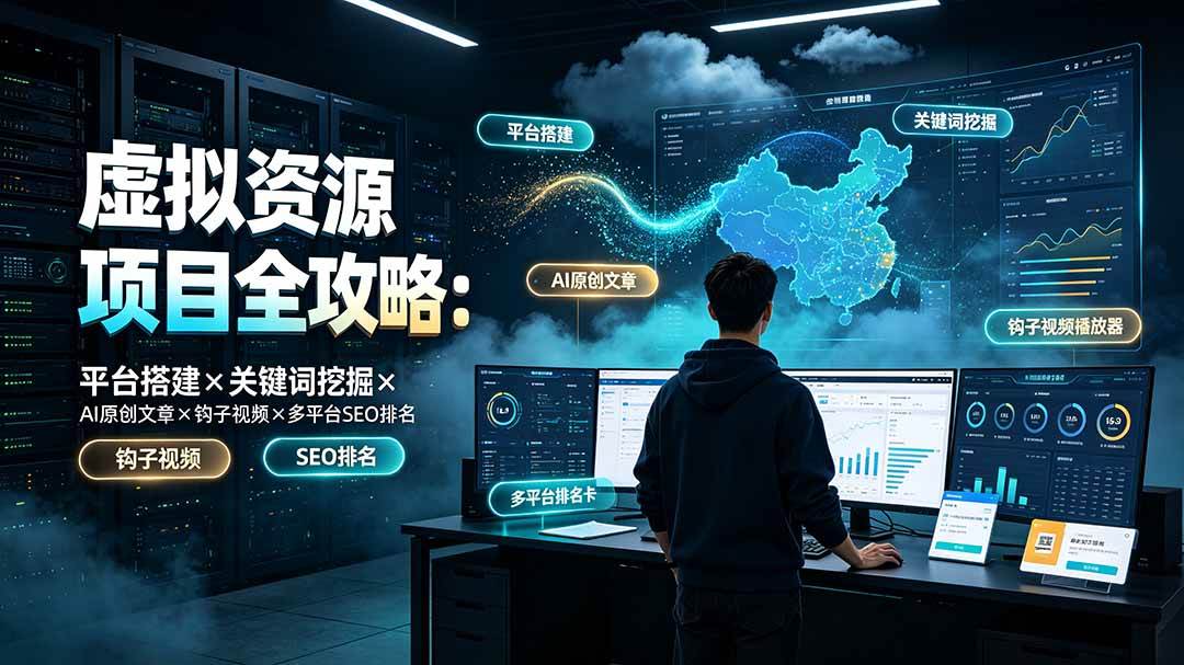 （19322期）虚拟资源项目全攻略：平台搭建×关键词挖掘×AI原创文章×钩子视频×多平台SEO排名-云创网
