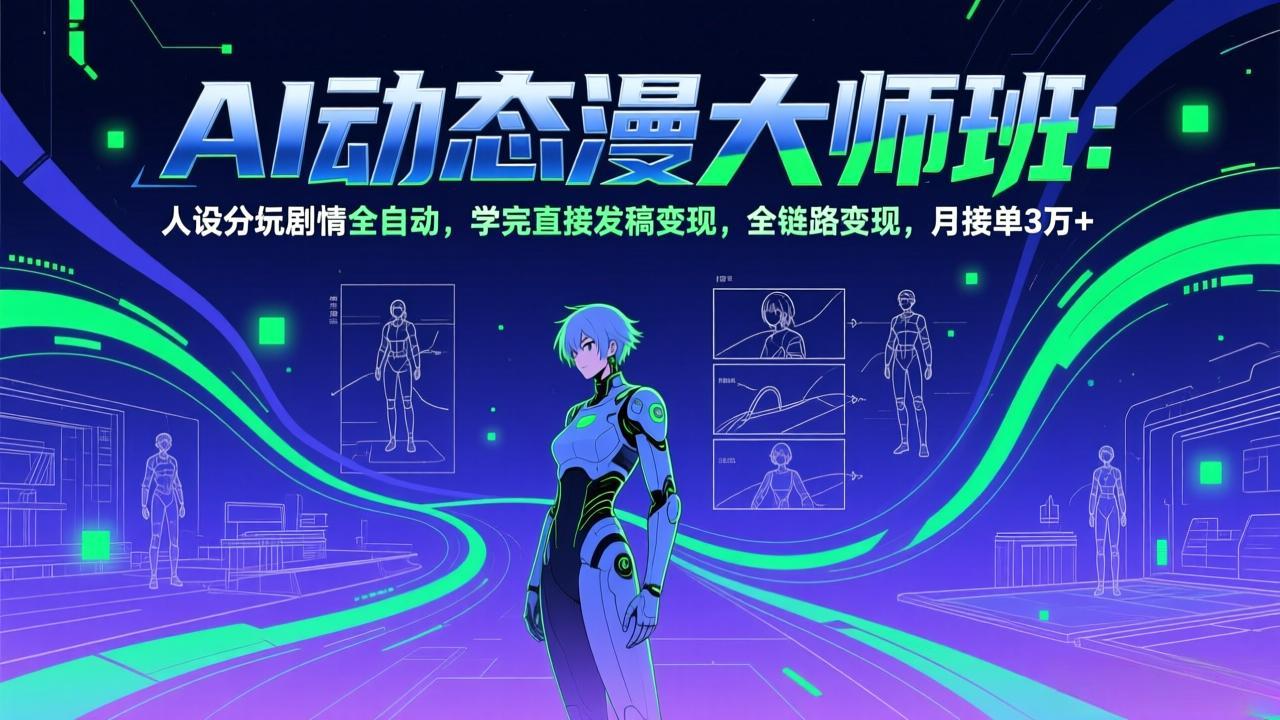 AI动态漫剧大师班：人设分镜剧情全自动，学完直接发稿变现，全链路变现，月接单3万+-云创网