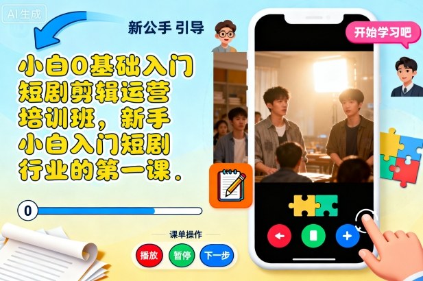 小白0基础入门短剧剪辑运营培训班，新手小白入门短剧行业的第一课-云创网