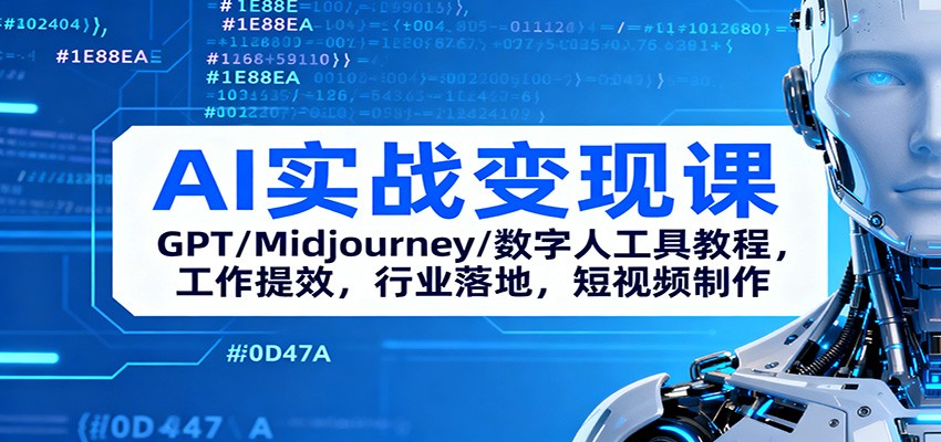 AI实战变现课：GPT/Midjourney/数字人工具教程，工作提效，行业落地，短视频制作-云创网
