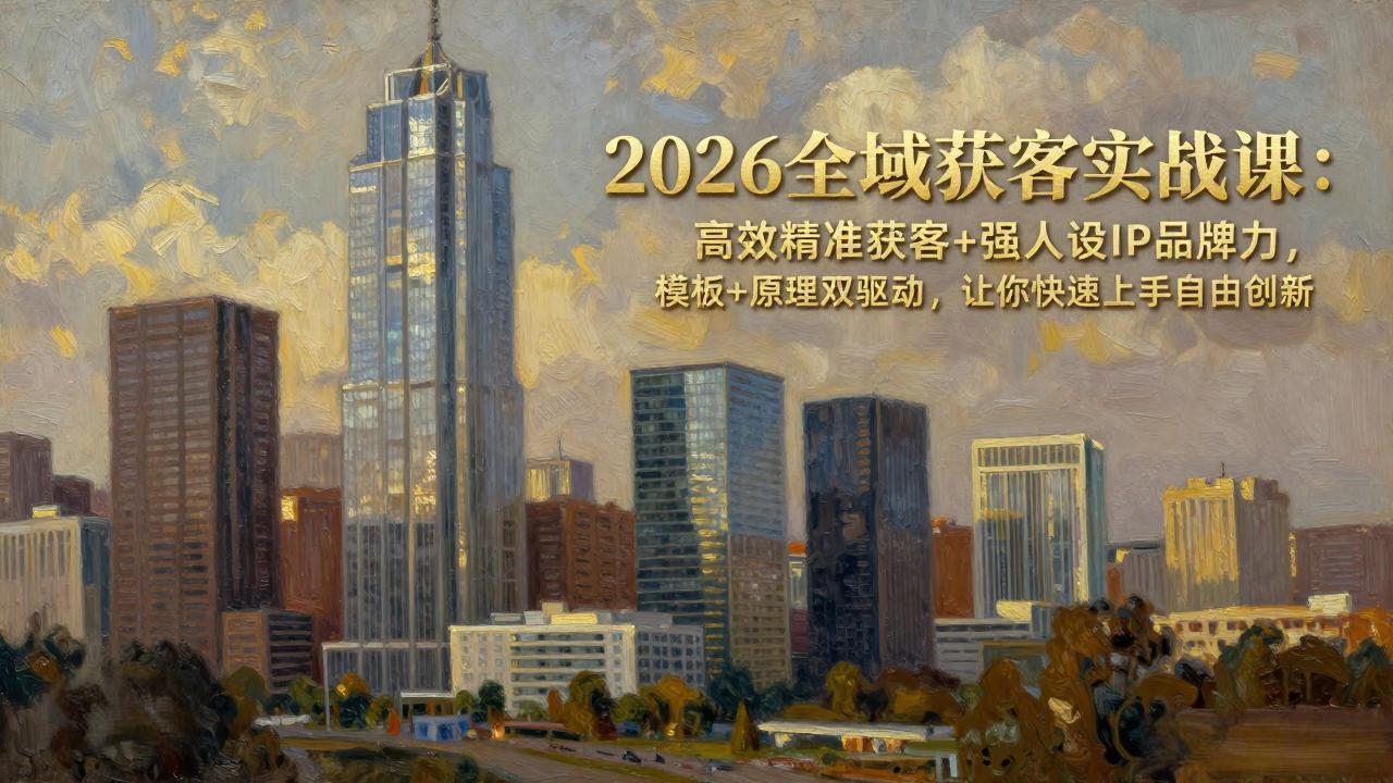 2026全域获客实战课：高效精准获客+强人设IP品牌力，模板+原理双驱动，让你快速上手自由创新-云创网