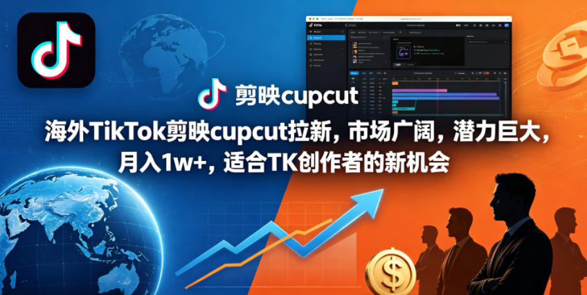海外TikTok剪映cupcut拉新，市场广阔，潜力巨大，月入1w+，适合TK创作者的新机会-云创网