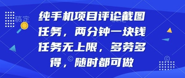 纯手机项目评论截图任务，两分钟一块钱多劳多得，随时随地都能做【揭秘】-云创网