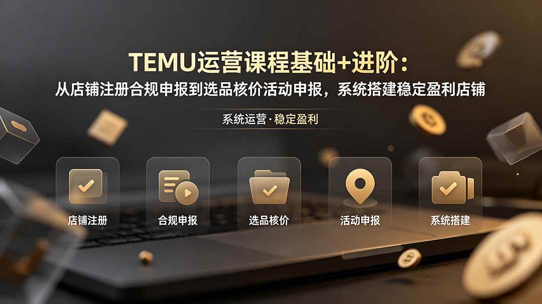 （19081期）TEMU运营课程（基础+进阶）：从店铺注册合规申报到选品核价活动申报，系统搭建稳定盈利店铺-云创网