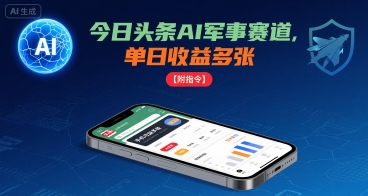 今日头条AI军事赛道，单日收益多张 ，手机可做【附指令】-云创网