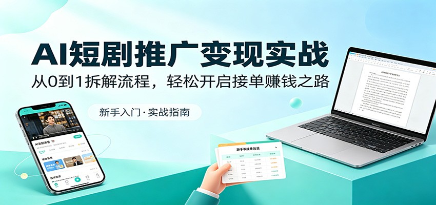 AI短剧推广变现实战：从0到1拆解流程，轻松开启接单赚钱之路-云创网