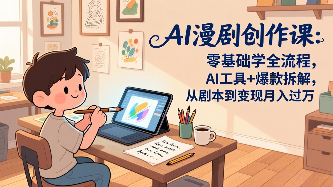 AI漫剧创作课：零基础学全流程，AI工具+爆款拆解，从剧本到变现月入过万-云创网