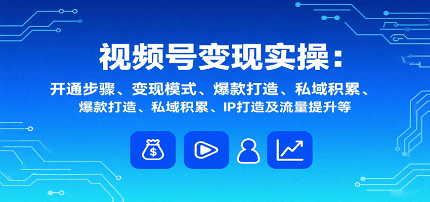 视频号变现实操，含开通步骤、变现模式、爆款打造、私域积累、IP打造及流量提升等-云创网