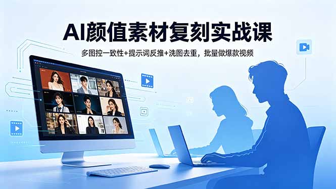 AI颜值素材复刻实战课，多图控一致性+提示词反推+洗图去重，批量做爆款视频-云创网
