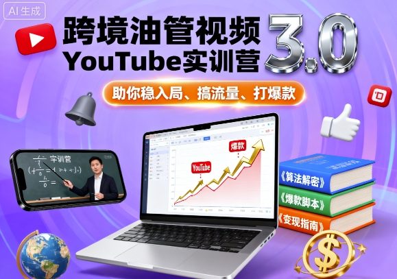 跨境油管视频YouTube实训营3.0，助你稳入局、搞流量、打爆款-云创网