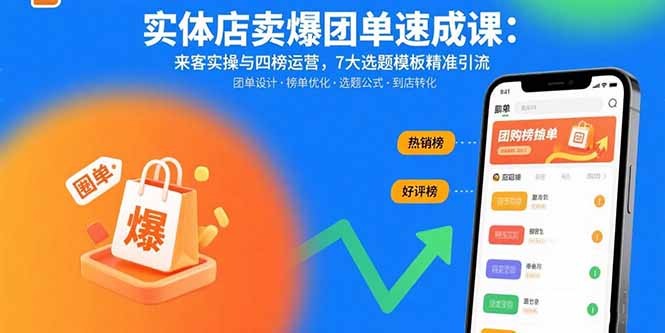 实体店卖爆团单速成课：来客实操与四榜运营，7大选题模板精准引流-云创网