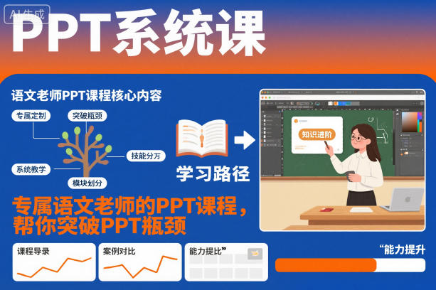 PPT系统课，专属语文老师的PPT课程，帮你突破PPT瓶颈-云创网