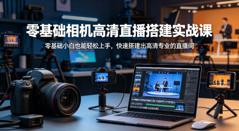 零基础相机高清直播间搭建实战课，小白也能轻松上手，快速搭建出高清专业的直播间-云创网
