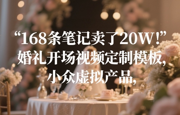 168条笔记卖了20W！婚礼开场视频定制模板，小众虚拟产品-云创网