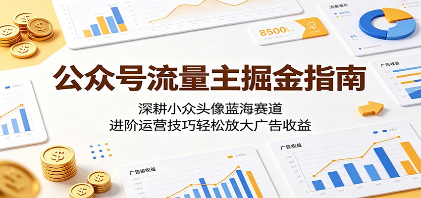 公众号流量主掘金指南：深耕小众头像蓝海赛道，进阶运营技巧轻松放大广告收益-云创网