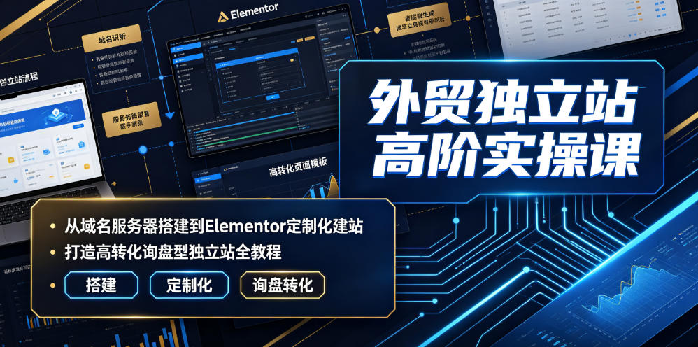 外贸独立站高阶实操课｜从域名服务器搭建到Elementor定制化建站，打造高转化询盘型独立站全教程-云创网