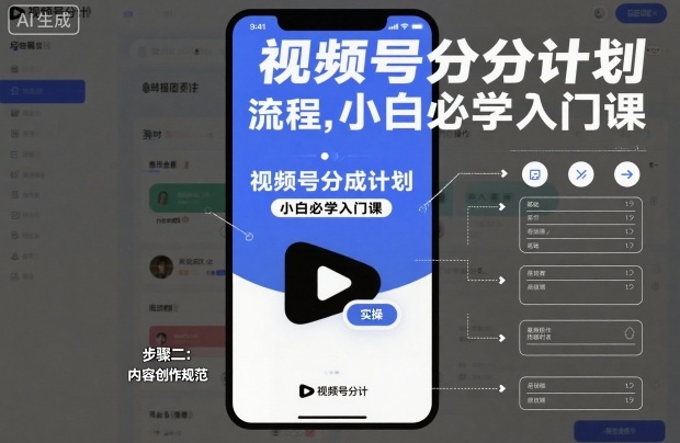 视频号分成计划实操流程，小白必学入门课-云创网